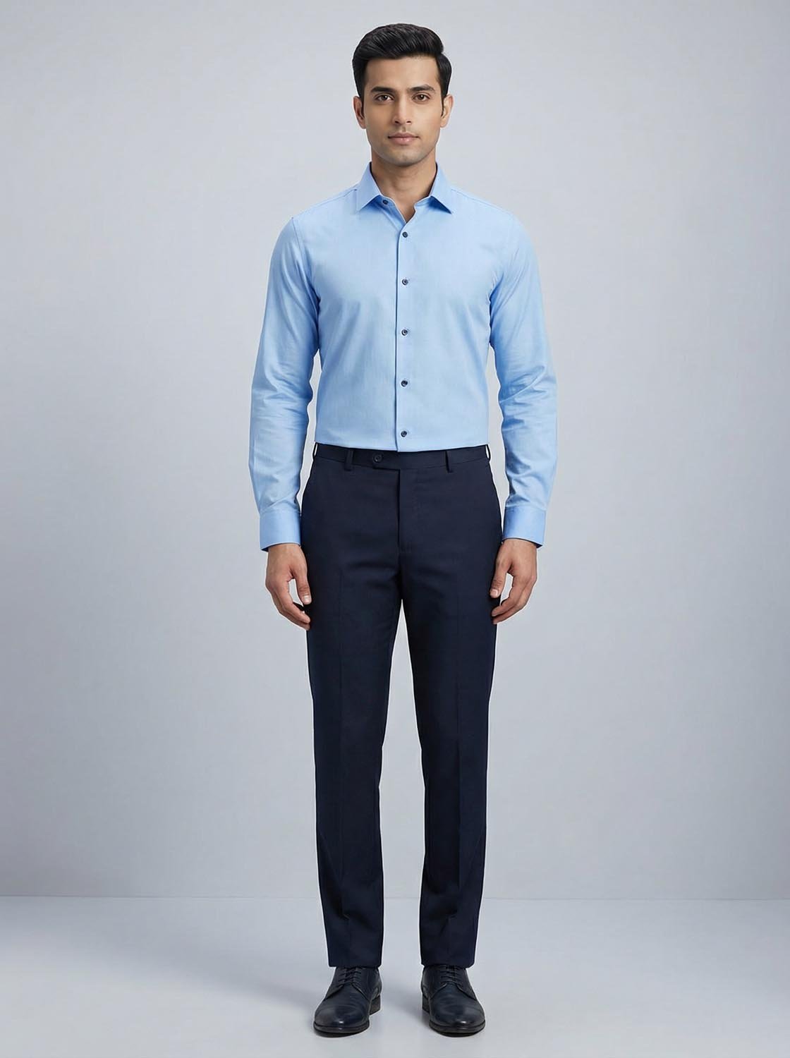 Slim Fit Solid Corporate Sky Blue Shirt