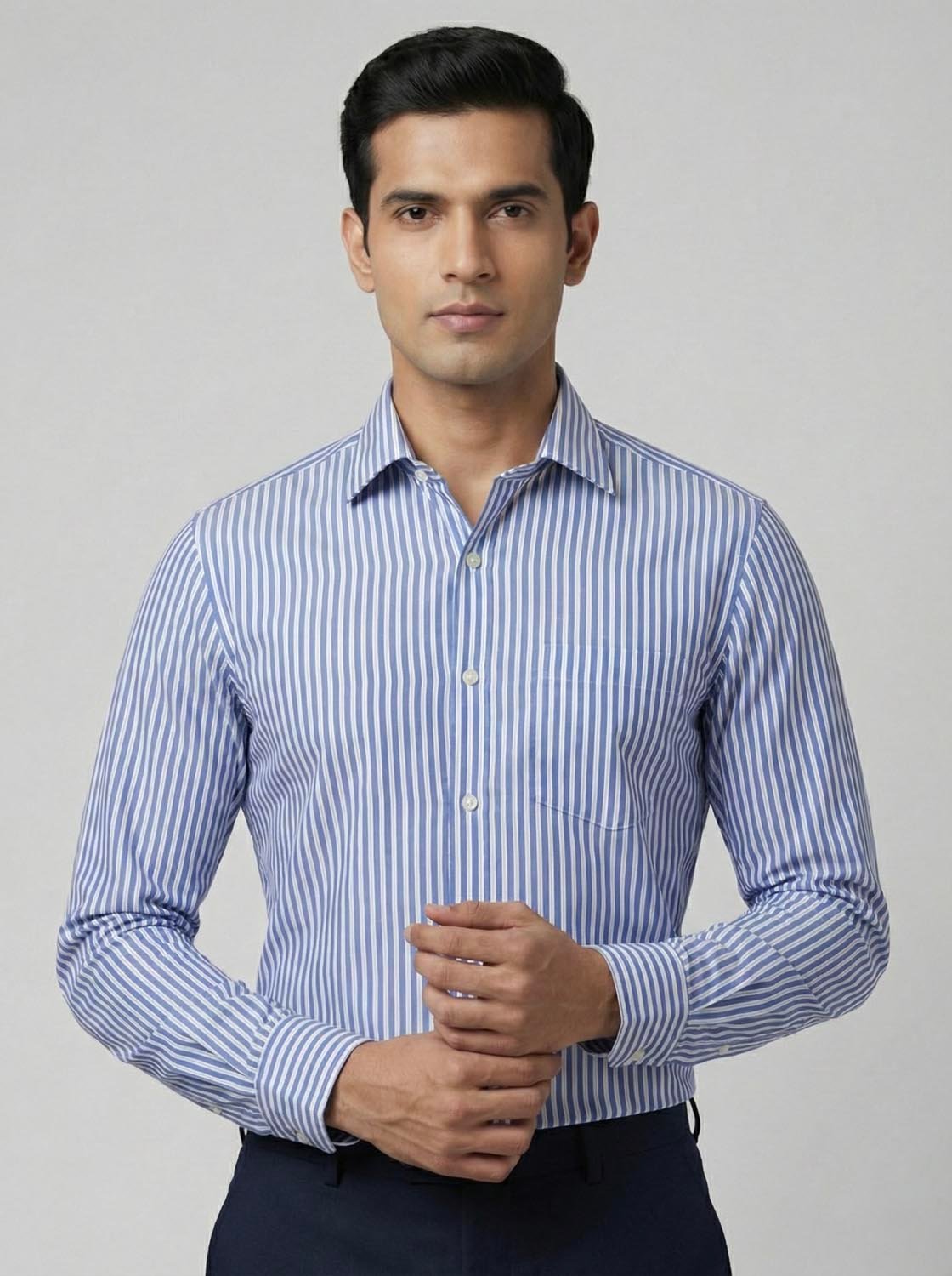 Formal Fit Blue & White Stripe Corporate Shirt