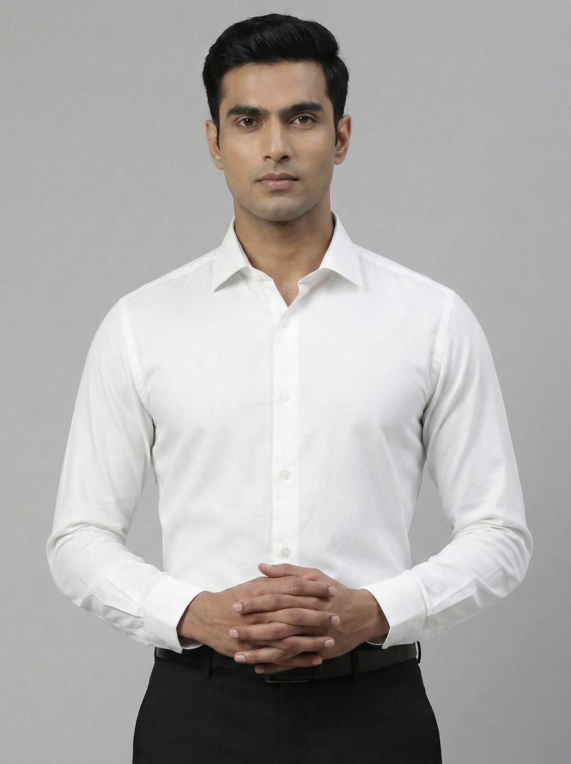 Slim Fit Solid Corporate White Shirt