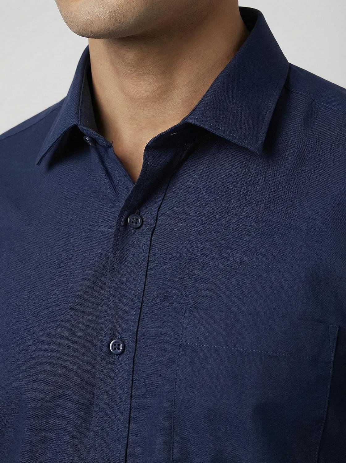 Slim Fit Solid Corporate Navy Blue Shirt