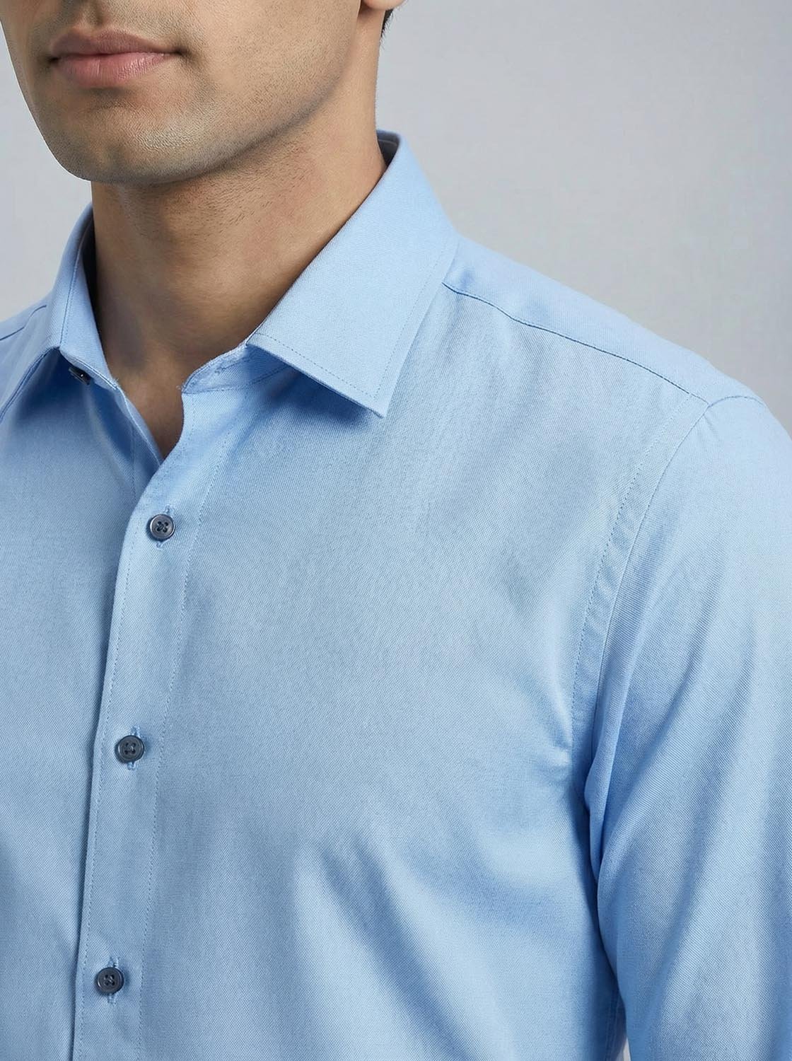 Slim Fit Solid Corporate Sky Blue Shirt