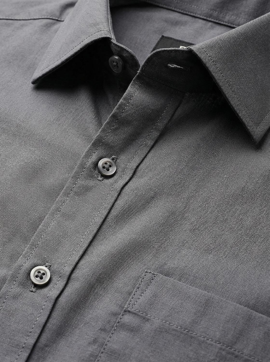 Slim Fit Solid Corporate Grey Shirt