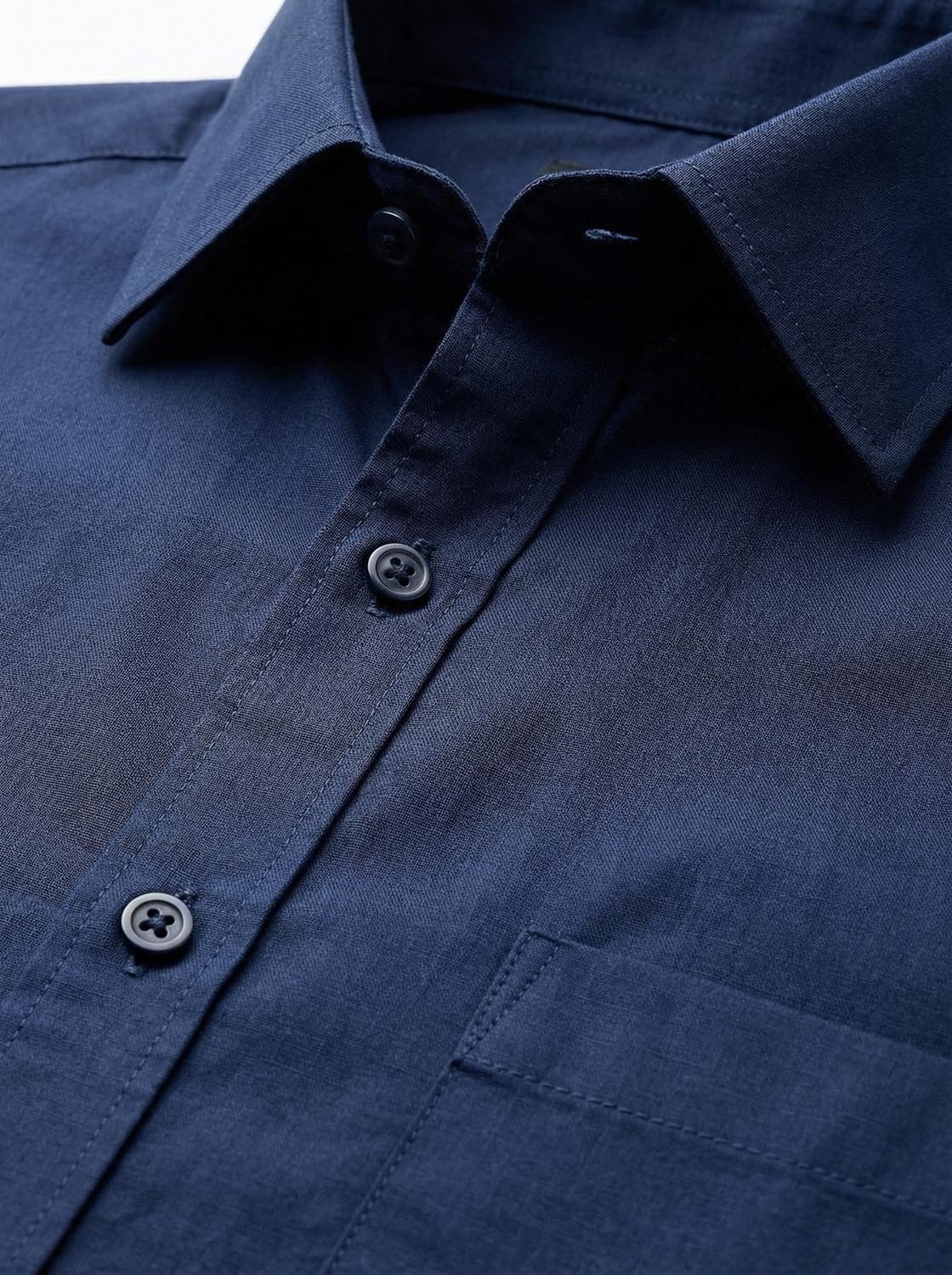 Slim Fit Solid Corporate Navy Blue Shirt