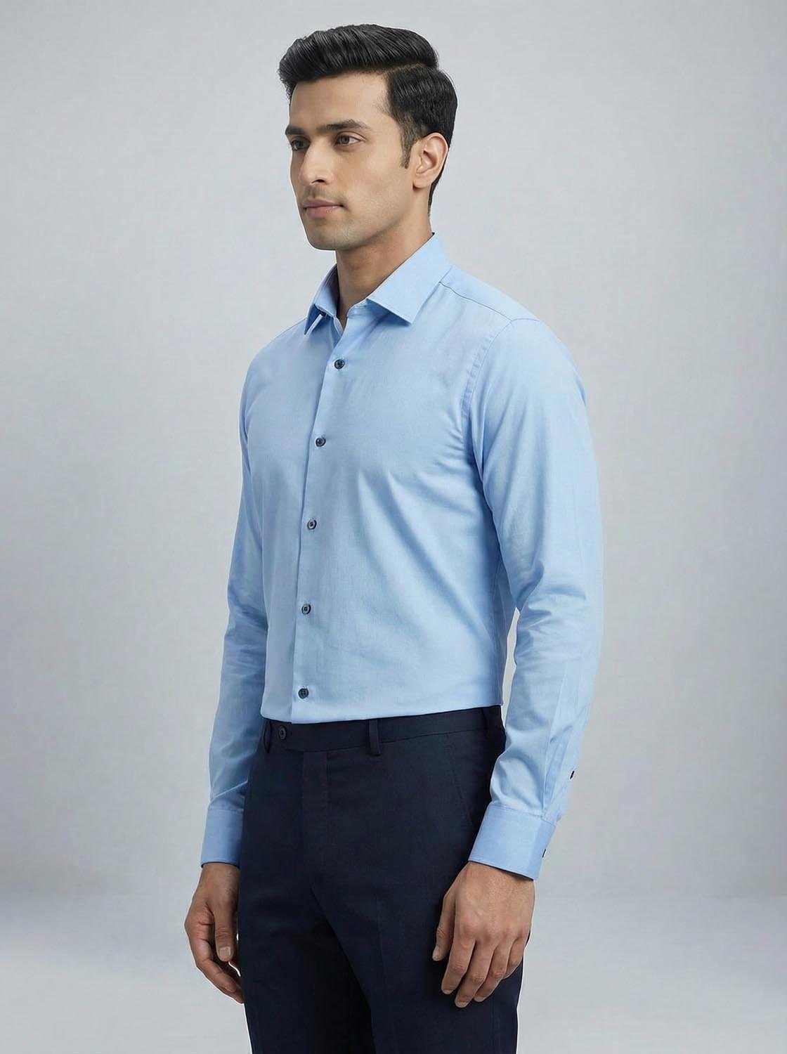 Slim Fit Solid Corporate Sky Blue Shirt