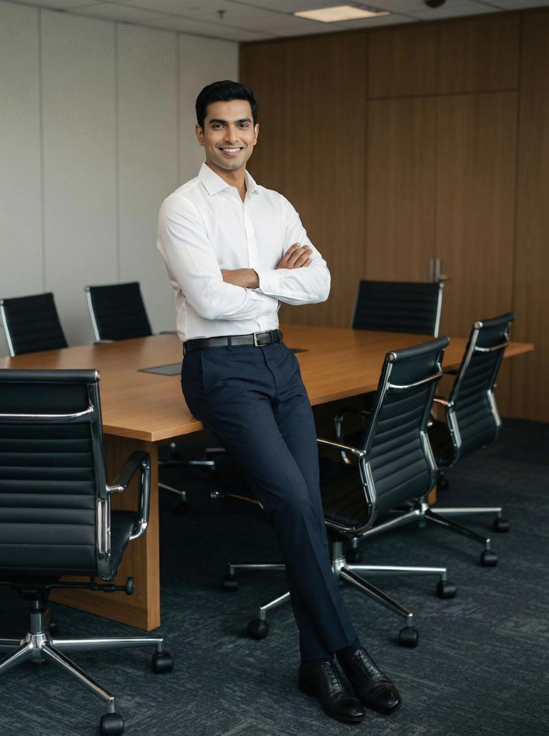 Slim Fit Solid Corporate White Shirt